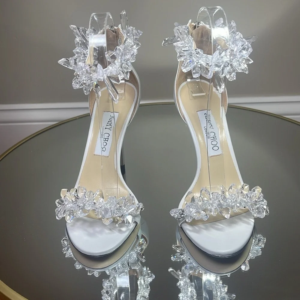 Jimmy Choo Maisel 100 Crystal Embellished heeled sandals sz 38 - Picture 17 of 17